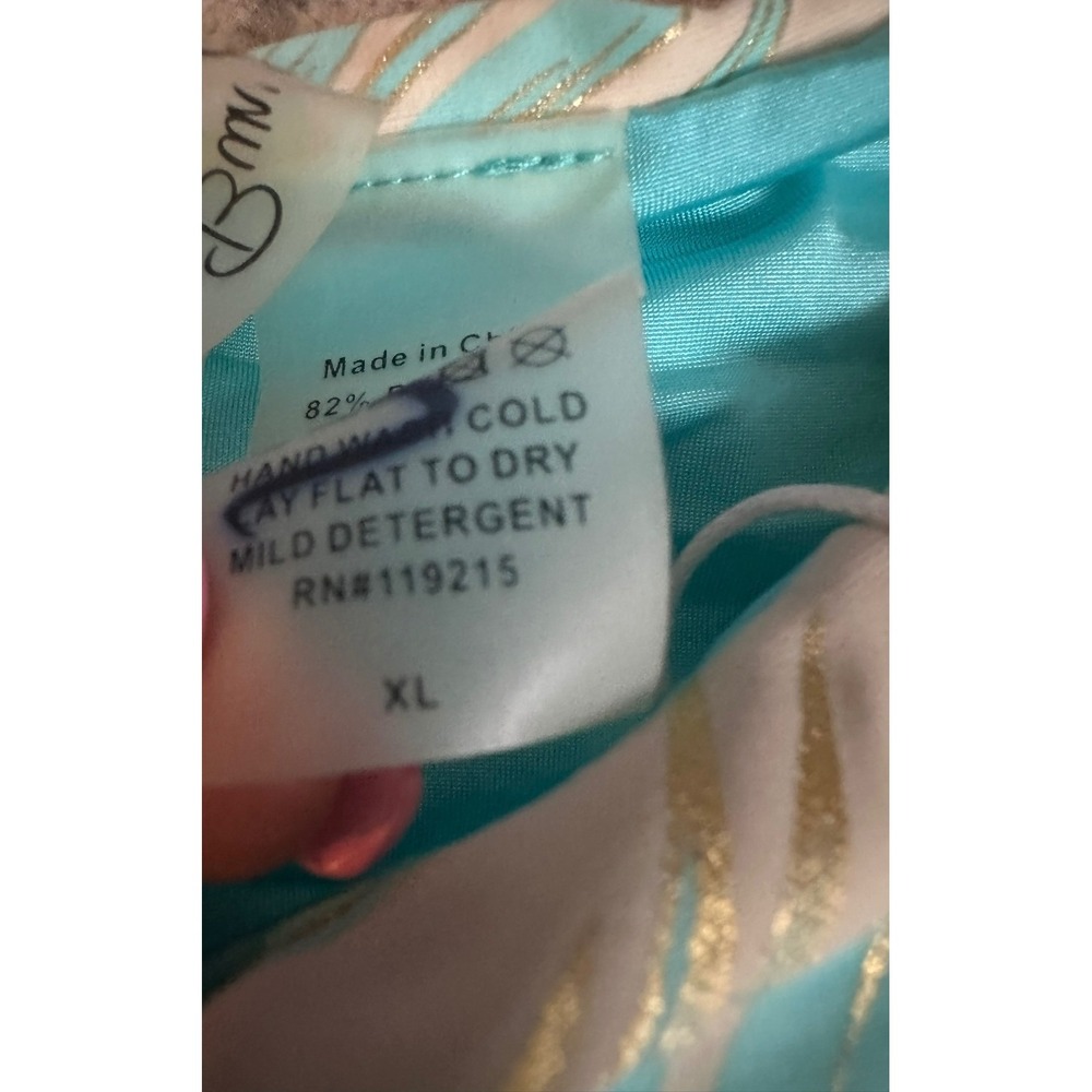 Beach Bunny Swimwear Bikini Bottoms XL Palm Leaf Print Gold Details‎ new W/tags - Picture 3 of 5